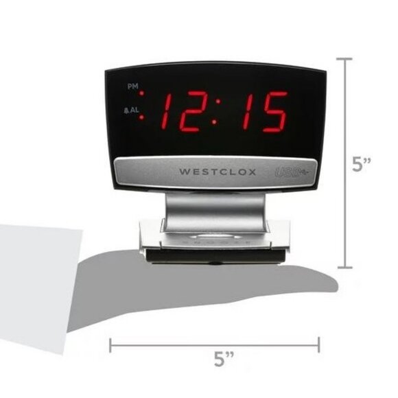 2X Digital Desk Table Alarm Clock BUNDLE USB Charging Port Black Silver - Picture 11 of 12